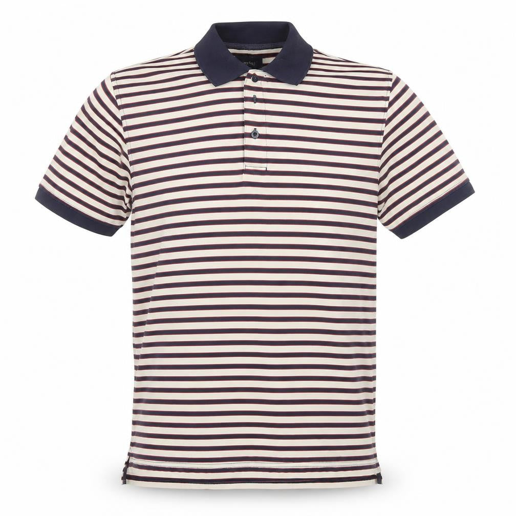 Kartel Mens Blue Striped Polyester  Polo Size M Collared Button