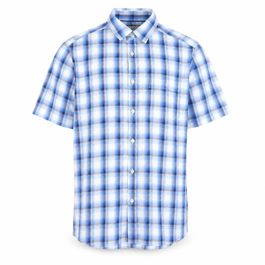 Marks & Spencer Mens Blue Plaid Modal  Button-Up Size M Collared Button