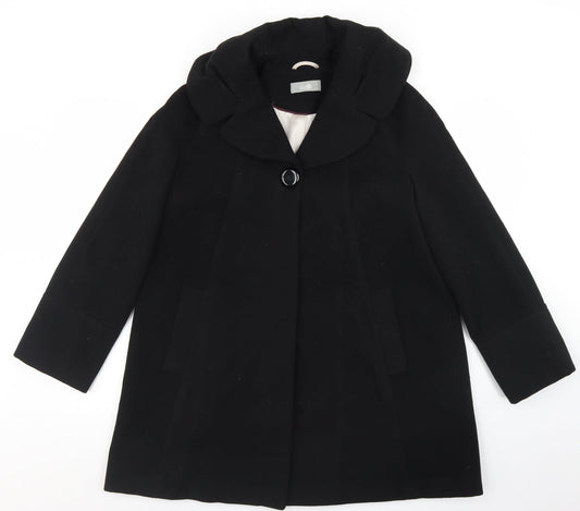 Wallis Womens Black   Overcoat Coat Size S  Button