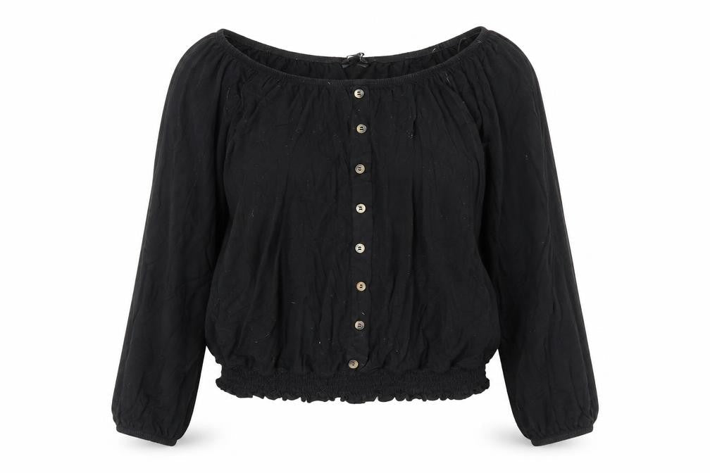 Peacocks Womens Black  Viscose Basic Blouse Size 12 Off the Shoulder