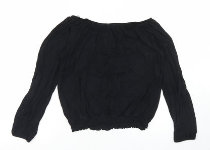 Peacocks Womens Black  Viscose Basic Blouse Size 12 Off the Shoulder