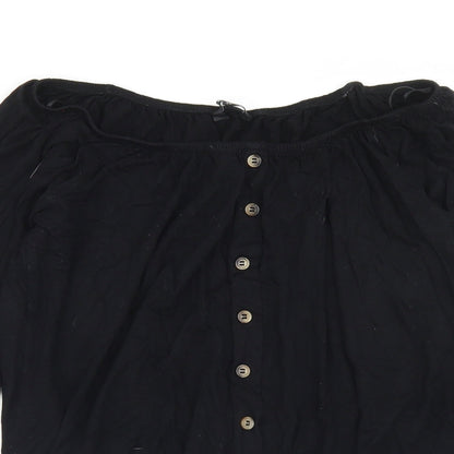 Peacocks Womens Black  Viscose Basic Blouse Size 12 Off the Shoulder
