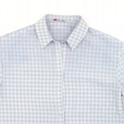 Urban Threads Womens Blue Check Polyester Basic Button-Up Size 8 Collared