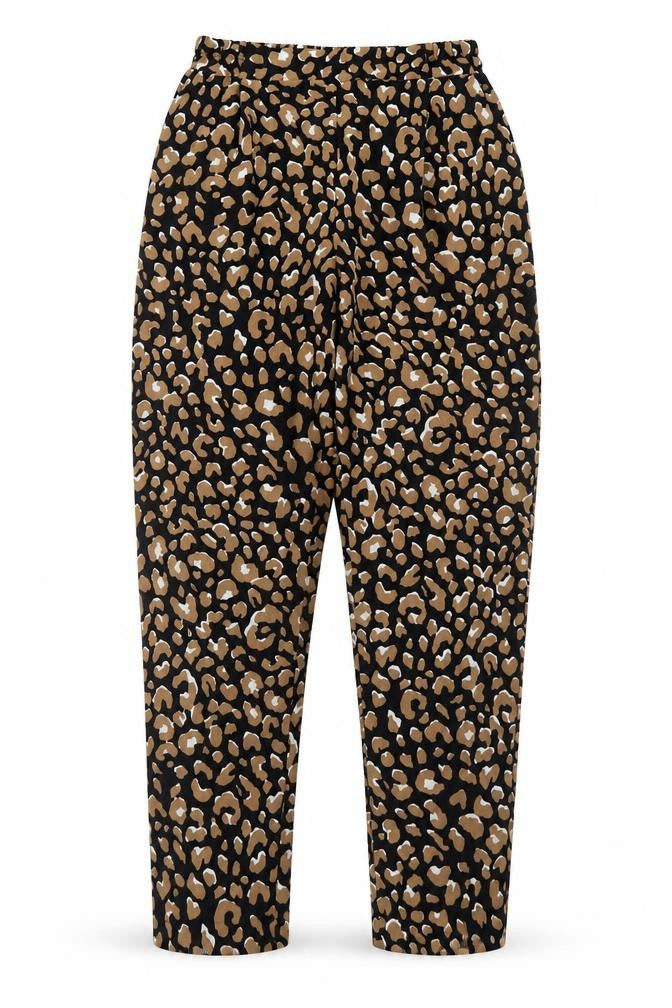 Primark Womens Black Animal Print Polyester Dress Pants Trousers Size 8 L27 in Regular