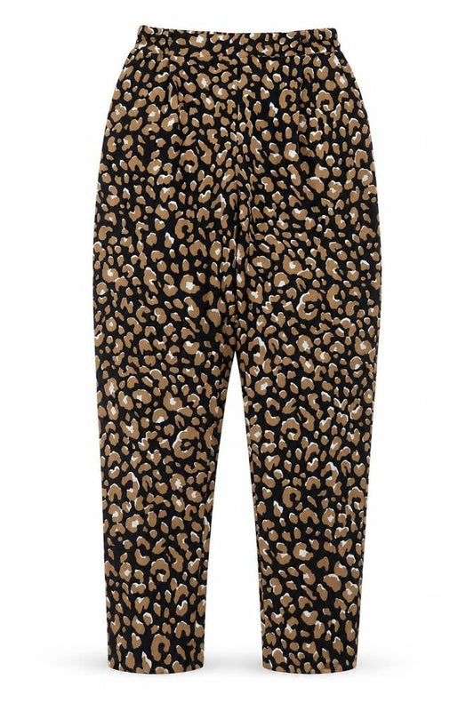 Primark Womens Black Animal Print Polyester Dress Pants Trousers Size 8 L27 in Regular