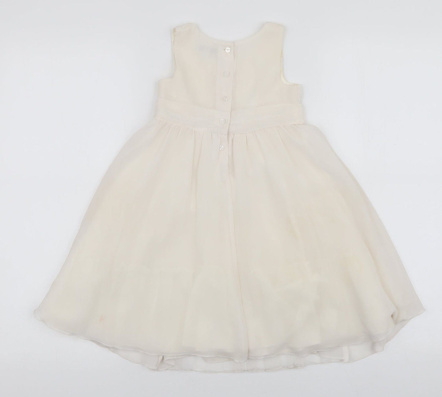 Marks and Spencer Girls Ivory  Polyester Tutu Dress  Size 2-3 Years  Round Neck Button
