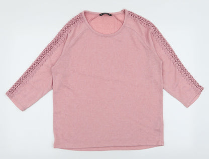Dunnes Womens Pink Round Neck  Polyester Pullover Jumper Size M