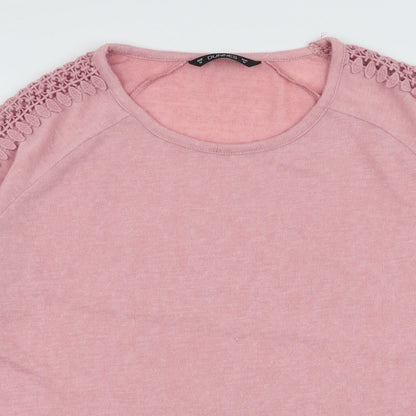 Dunnes Womens Pink Round Neck  Polyester Pullover Jumper Size M