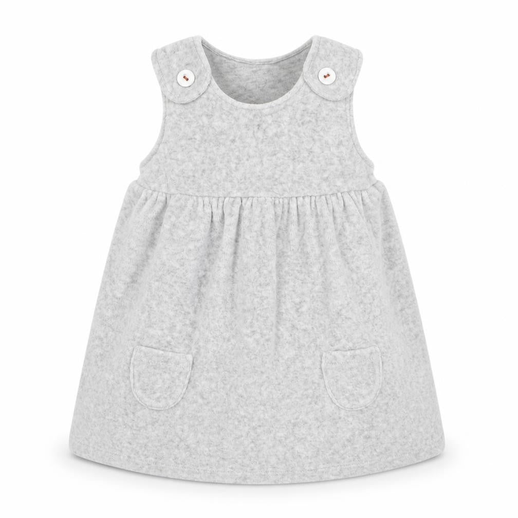 Marks & Spencer Girls Grey  Cotton A-Line  Size 6-9 Months  Crew Neck Button