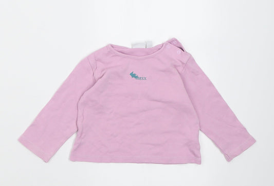 MGXX Girls Purple  Cotton Basic Casual Size 12 Months Crew Neck Button