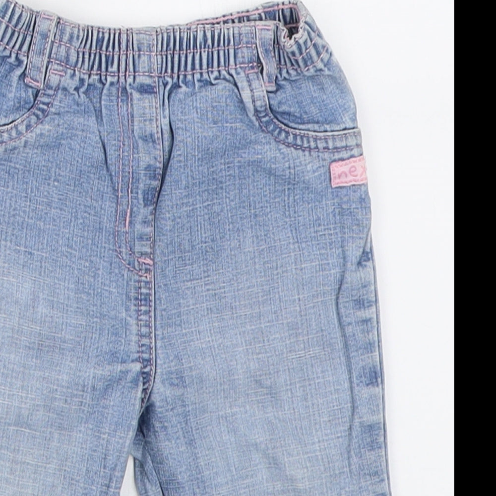 NEXT Girls Blue  Cotton Capri Jeans Size 6-9 Months  Pullover