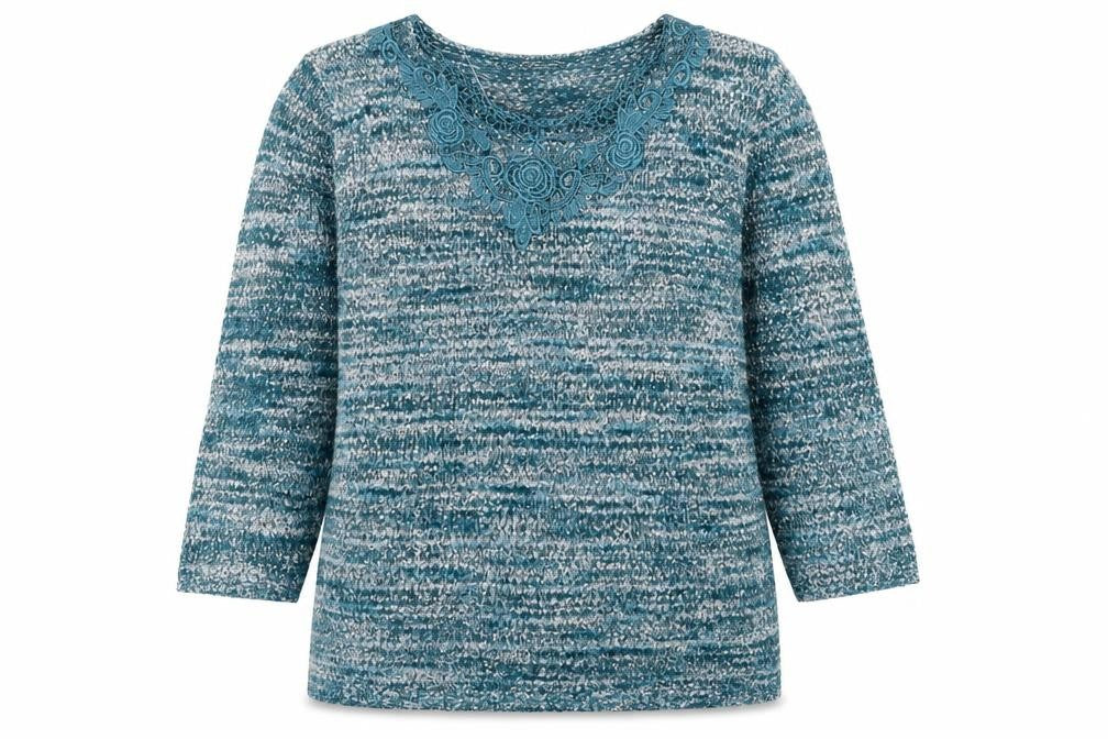 Bonmarché Womens Blue Crew Neck Polyester Pullover Jumper Size S