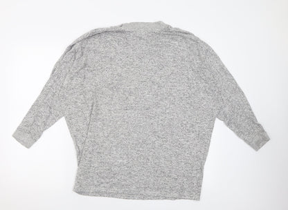 Pull&Bear Womens Grey Crew Neck  Polyester Pullover Jumper Size M