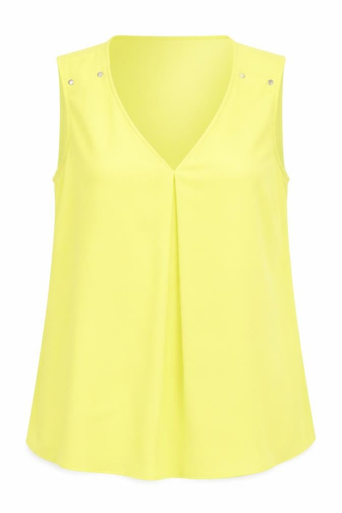 F&F Womens Yellow  Polyester Basic Blouse Size 14 V-Neck