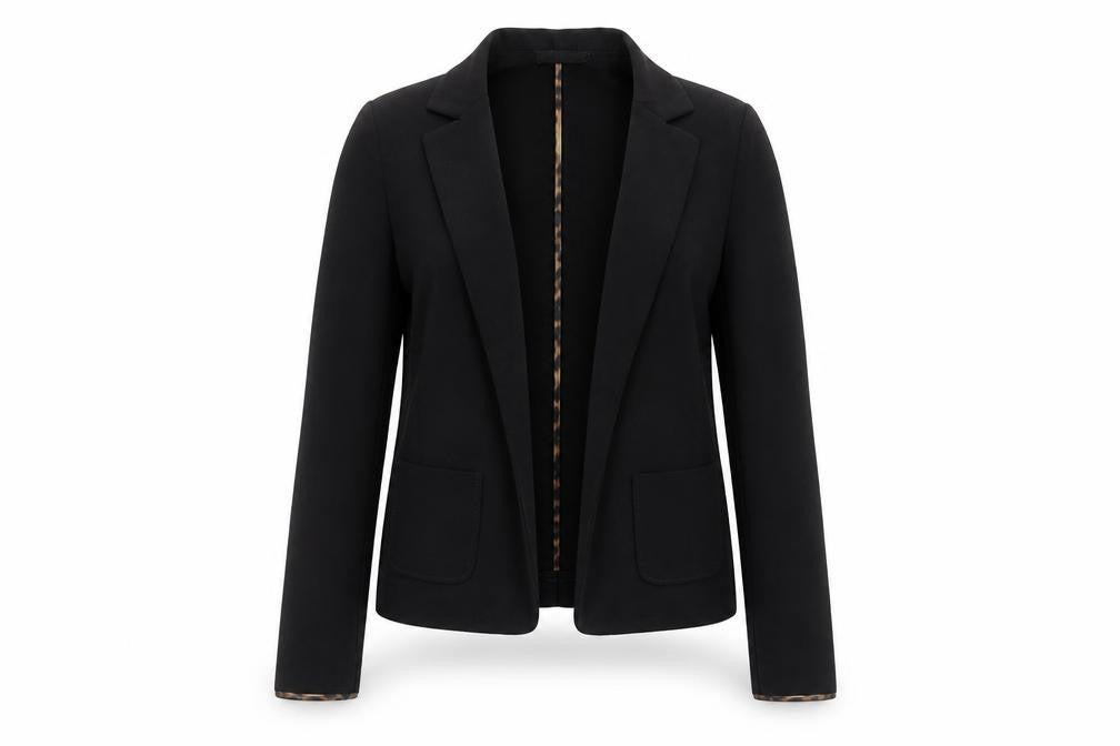 Primark Womens Black   Jacket Blazer Size 12   - Leopard collar and sleeves