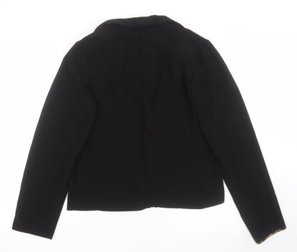 Primark Womens Black   Jacket Blazer Size 12   - Leopard collar and sleeves