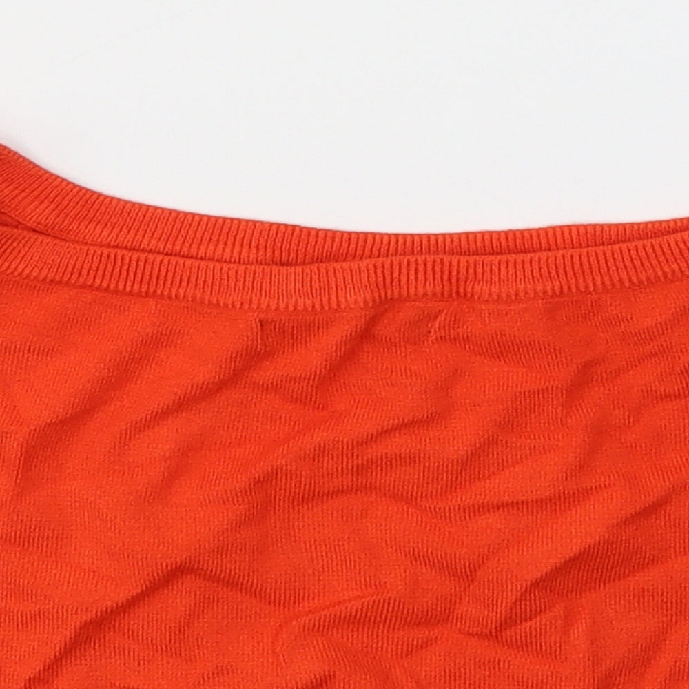 Atmosphere Womens Orange  Viscose Cropped T-Shirt Size 10 Boat Neck