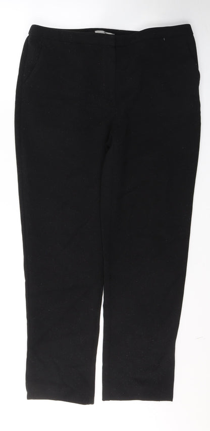 Tu Womens Black  Polyester Trousers  Size 14 L28 in Regular Buckle