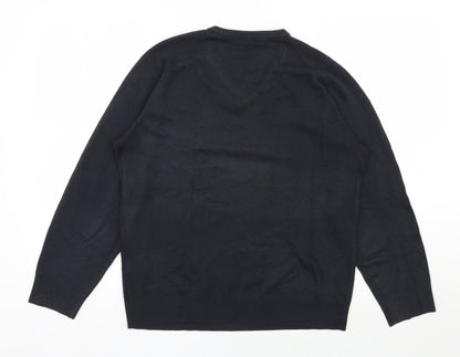 Marks & Spencer Mens Black V-Neck  Acrylic Pullover Jumper Size S