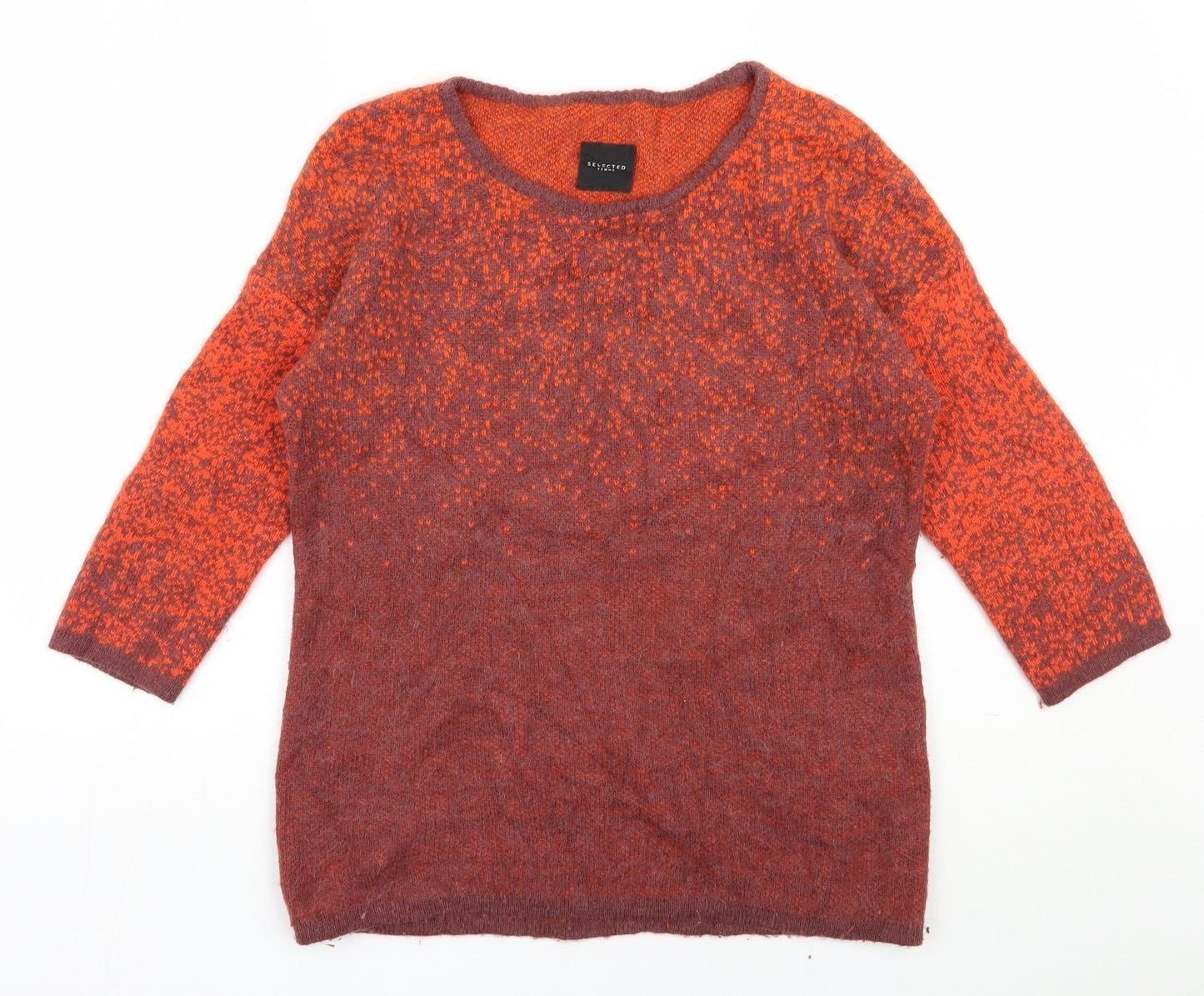 Selected Femme Womens Orange Round Neck  Nylon Pullover Jumper Size XS