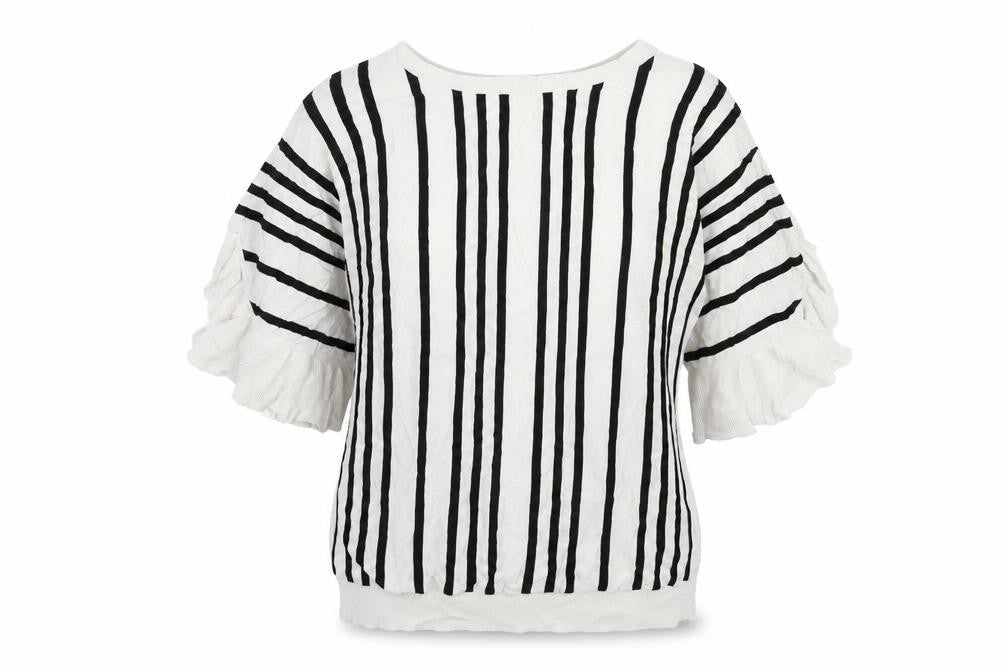 NEXT Womens White Round Neck Striped Viscose Pullover Jumper Size 16