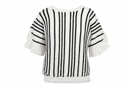 Next Womens White Round Neck Striped Viscose Pullover Jumper Size 16