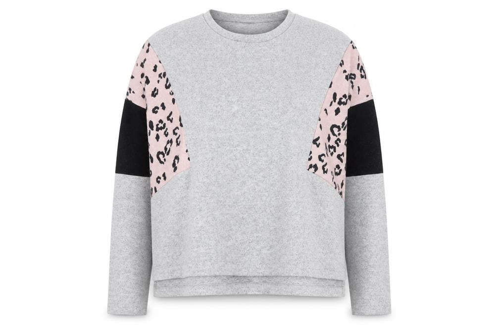 SheIn Womens Grey Round Neck Animal Print Polyester Pullover Jumper Size 8