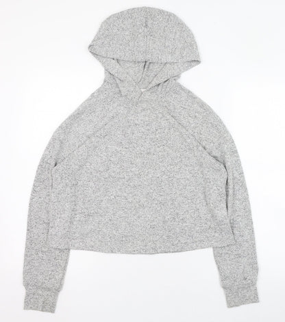 H&M Womens Grey  Polyester Pullover Hoodie Size 4  Pullover
