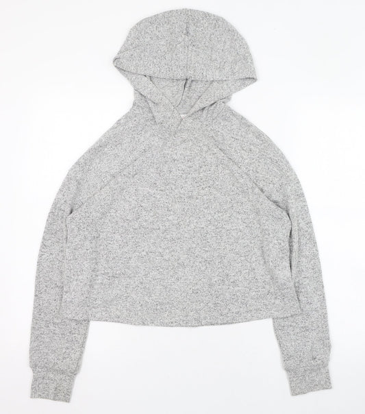 H&M Womens Grey  Polyester Pullover Hoodie Size 4  Pullover