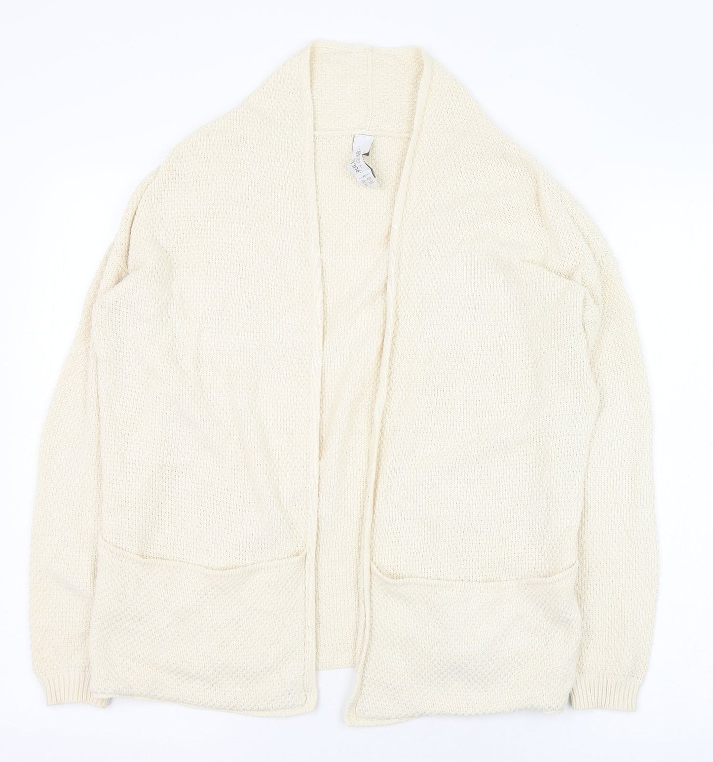 Pull&Bear Womens Ivory Round Neck  Cotton Cardigan Jumper Size 4