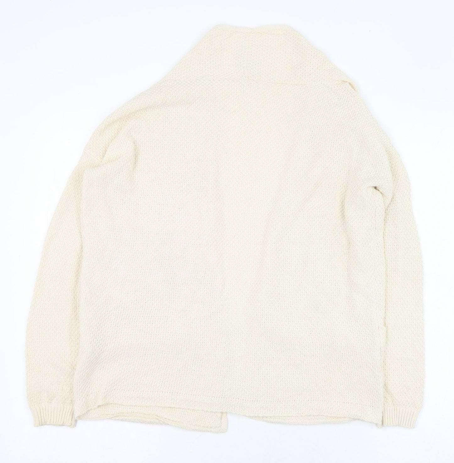 Pull&Bear Womens Ivory Round Neck  Cotton Cardigan Jumper Size 4