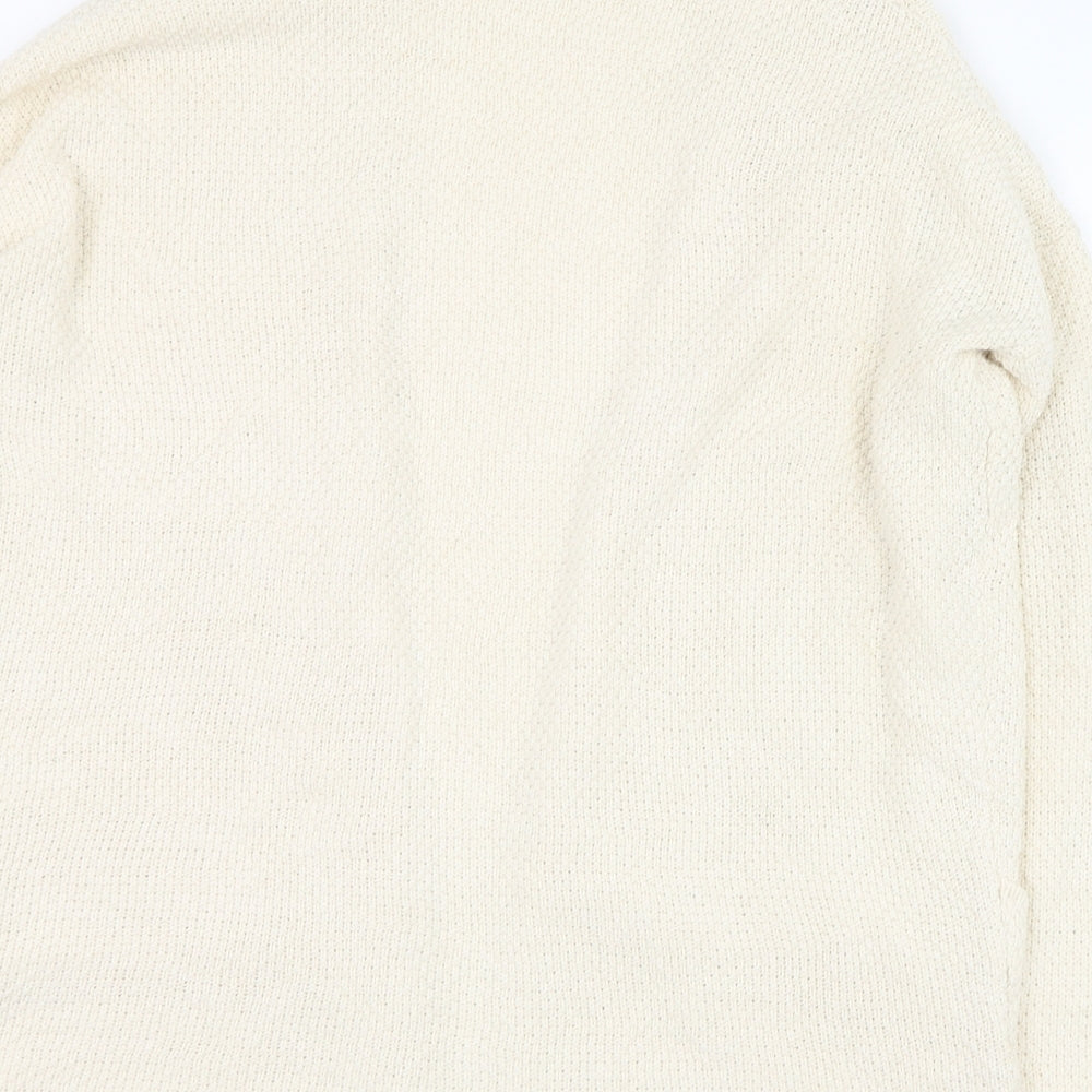 Pull&Bear Womens Ivory Round Neck  Cotton Cardigan Jumper Size 4