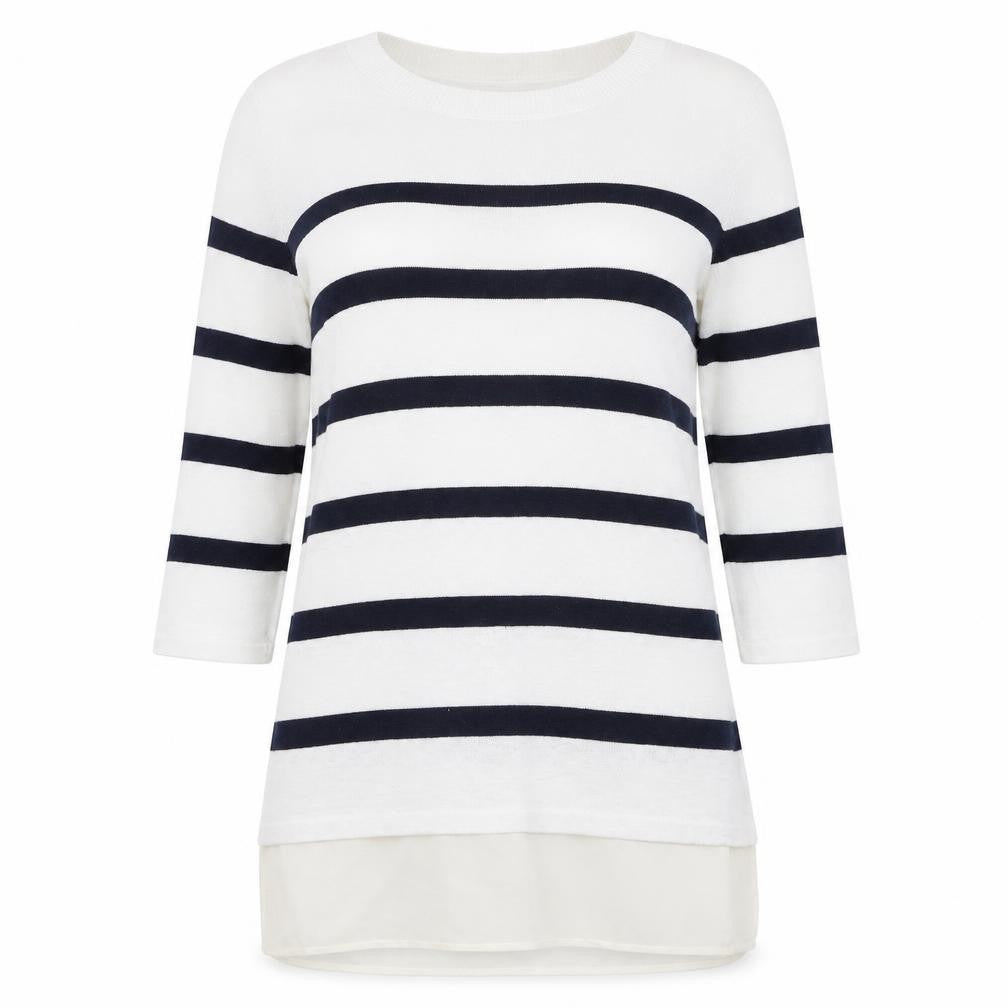 ASOS Womens Ivory Round Neck Striped Polyester Pullover Jumper Size 10