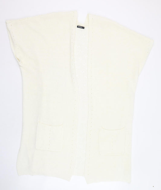 Roman Womens Ivory Square Neck  Acrylic Cardigan Jumper Size 18