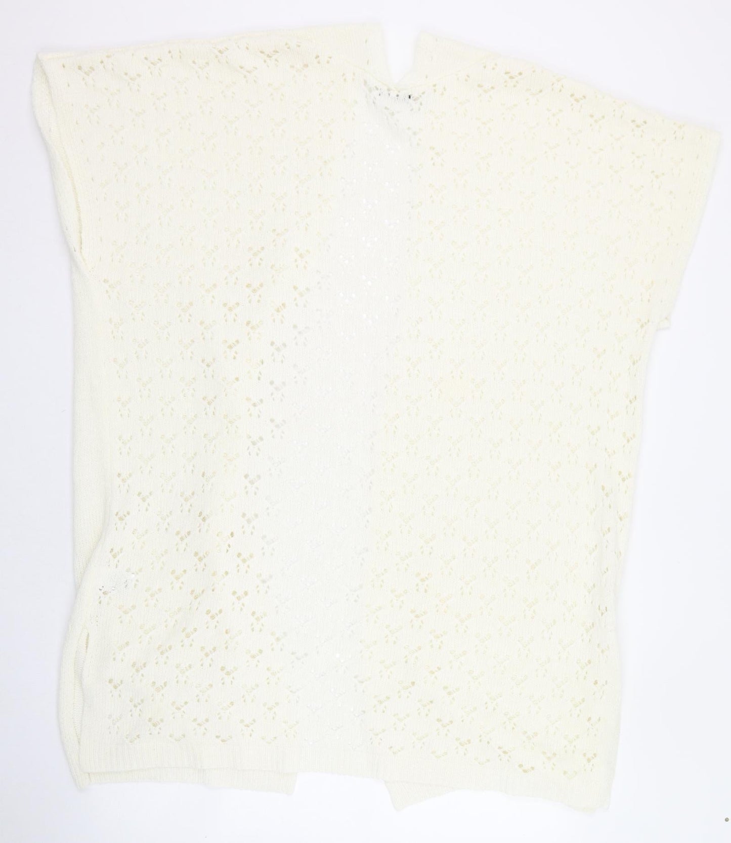 Roman Womens Ivory Square Neck  Acrylic Cardigan Jumper Size 18