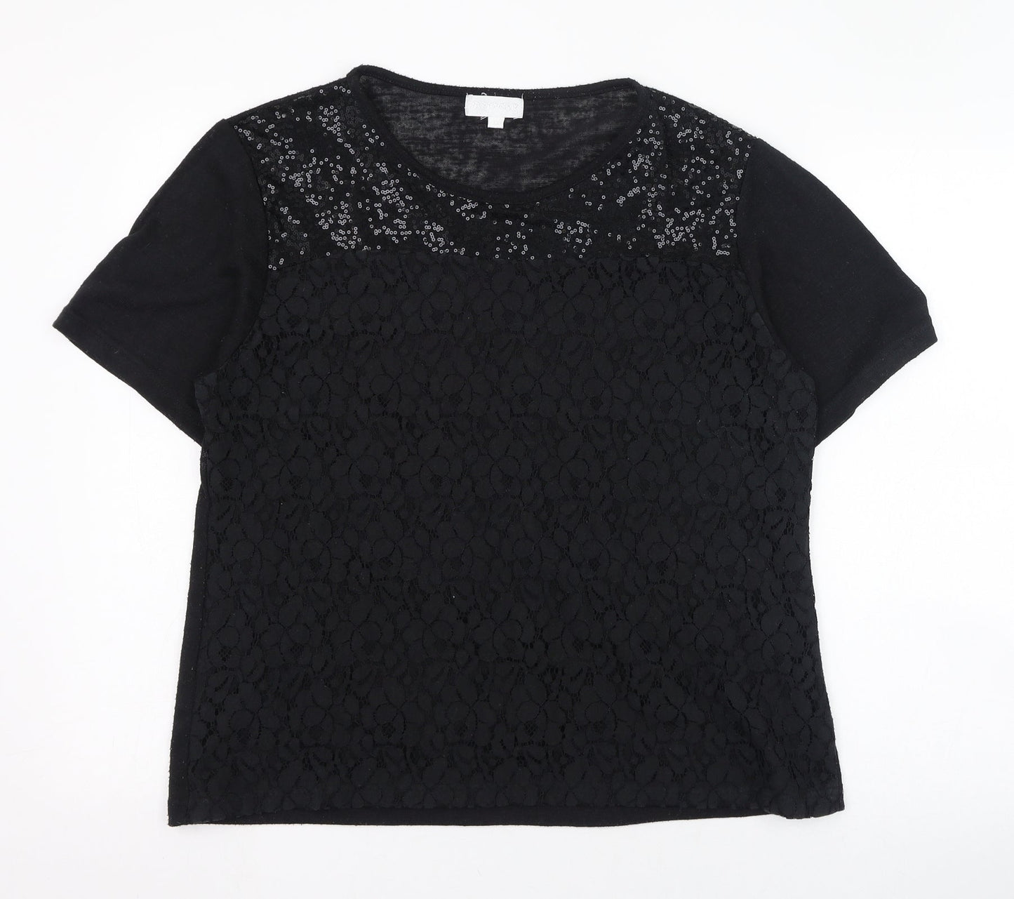 Paramour Womens Black  Polyester Basic T-Shirt Size XL Round Neck