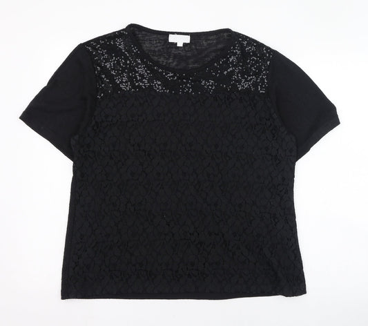 Paramour Womens Black  Polyester Basic T-Shirt Size XL Round Neck