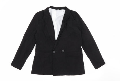 Papaya Womens Black  Polyester Jacket Blazer Size 10