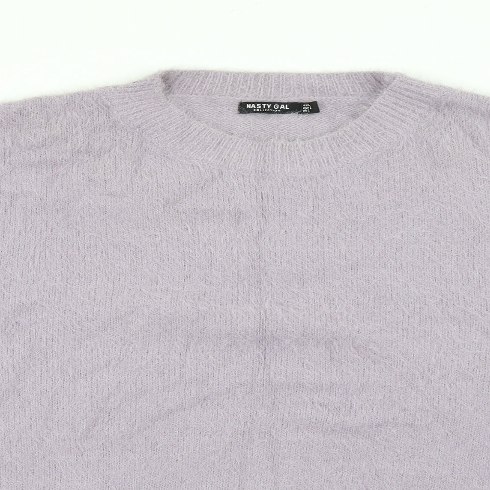 Nasty Gal Womens Purple Crew Neck  Nylon Pullover Jumper Size L