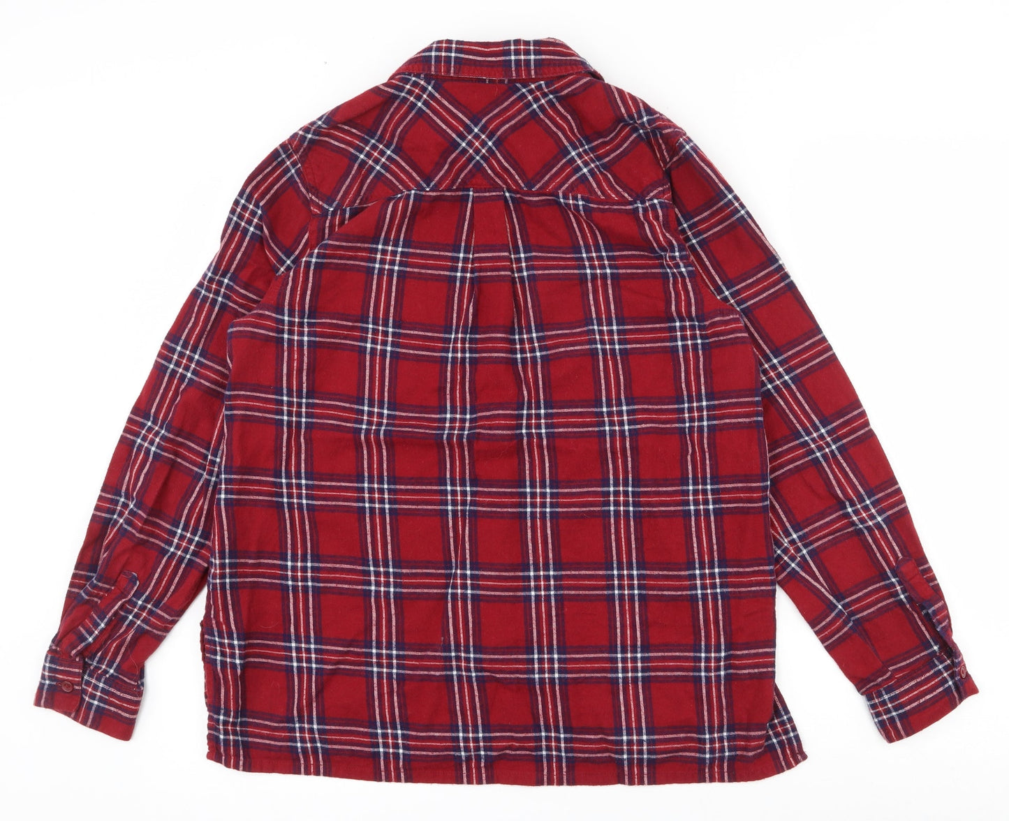 New Look  Womens Red Plaid 100% Cotton Basic Button-Up Size 12 Collared