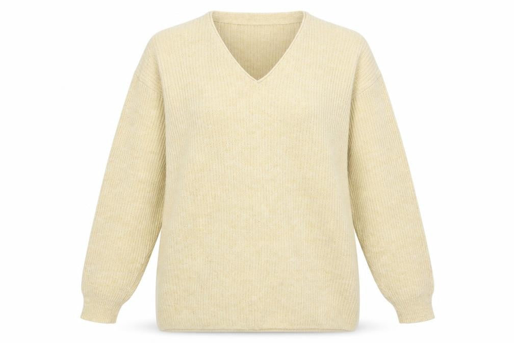 WICO Womens Yellow V-Neck  Acrylic Pullover Jumper Size M
