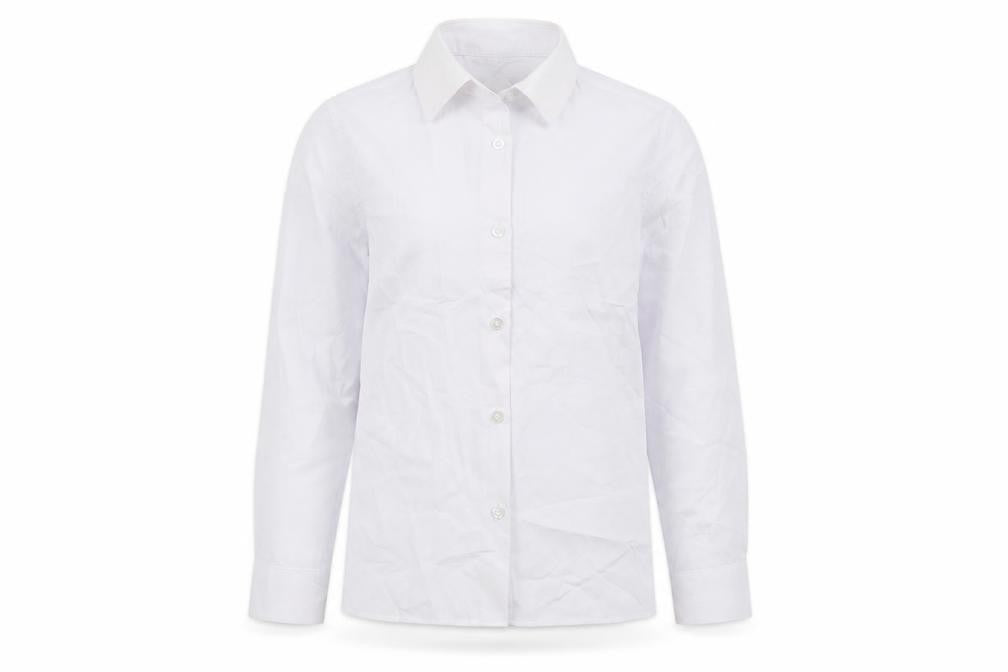 Marks & Spencer Girls White  Polyester Basic Button-Up Size 8-9 Years Collared Button - School wear
