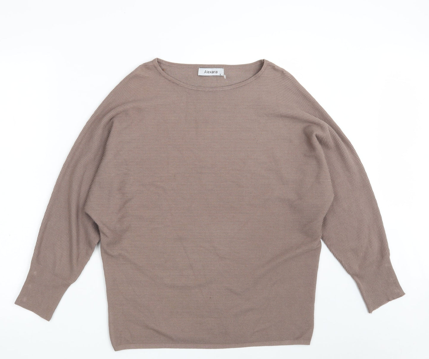 Alexara Womens Brown Boat Neck  Viscose Pullover Jumper Size S