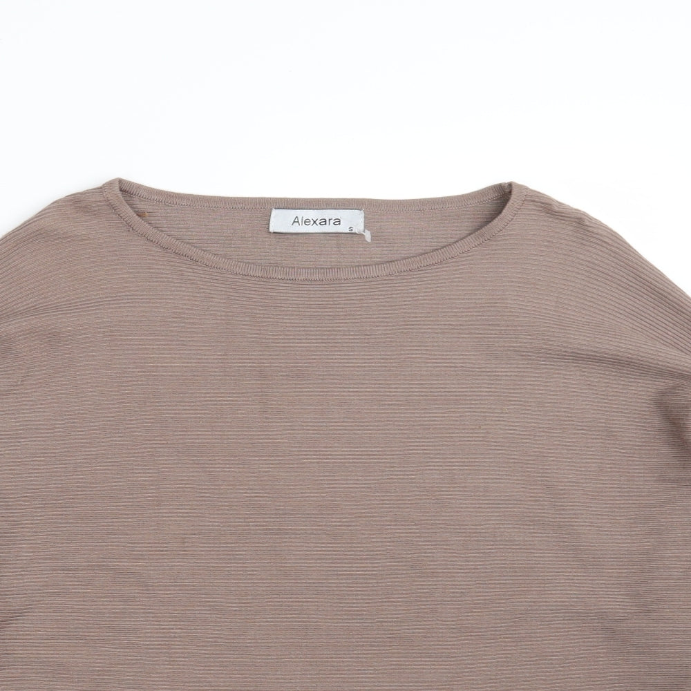 Alexara Womens Brown Boat Neck  Viscose Pullover Jumper Size S