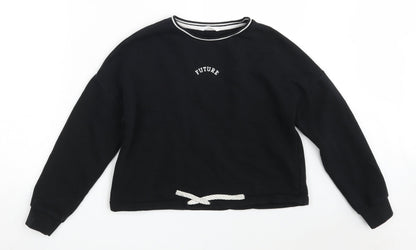 Marks & Spencer Girls Black  Cotton Pullover Sweatshirt Size 11-12 Years   - Future