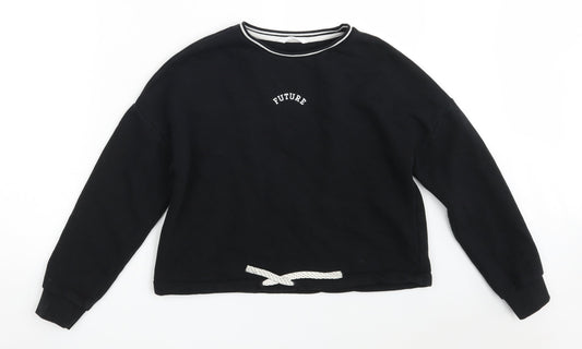 Marks and Spencer Girls Black  Cotton Pullover Sweatshirt Size 11-12 Years   - Future