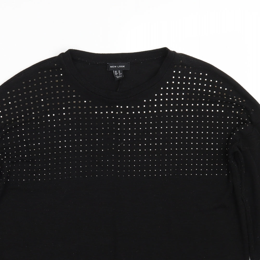New Look Womens Black Round Neck  Viscose Pullover Jumper Size M