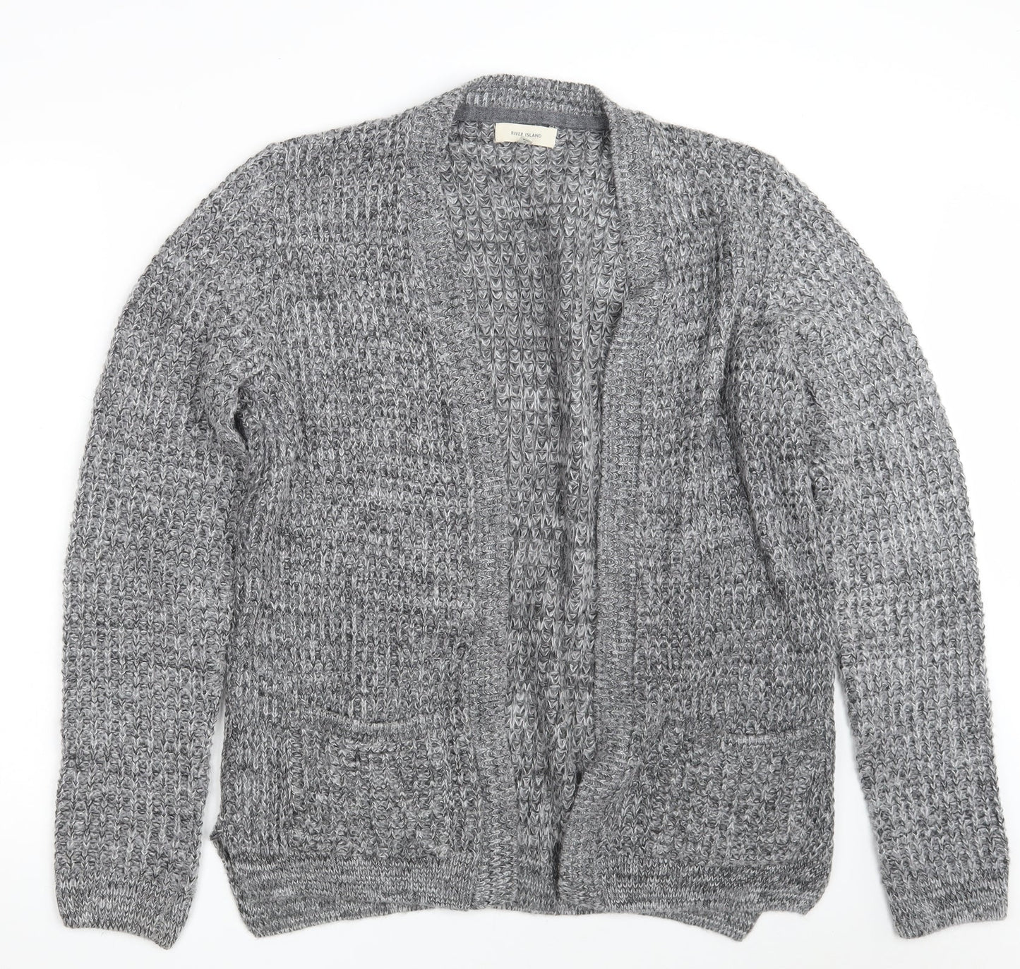 River Island Womens Grey V-Neck  Acrylic Wrap Jumper Size M