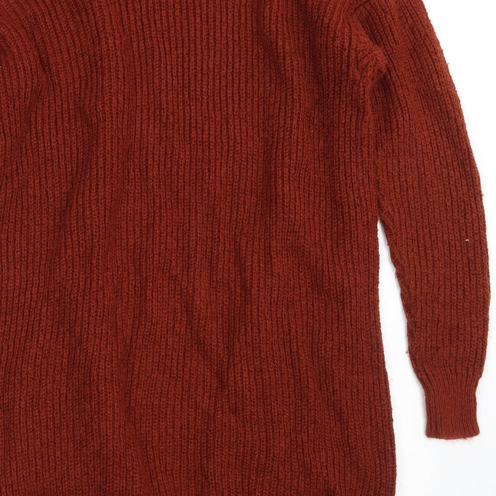 George Womens Brown V-Neck  Acrylic Cardigan Jumper Size 8   - Size 8-10