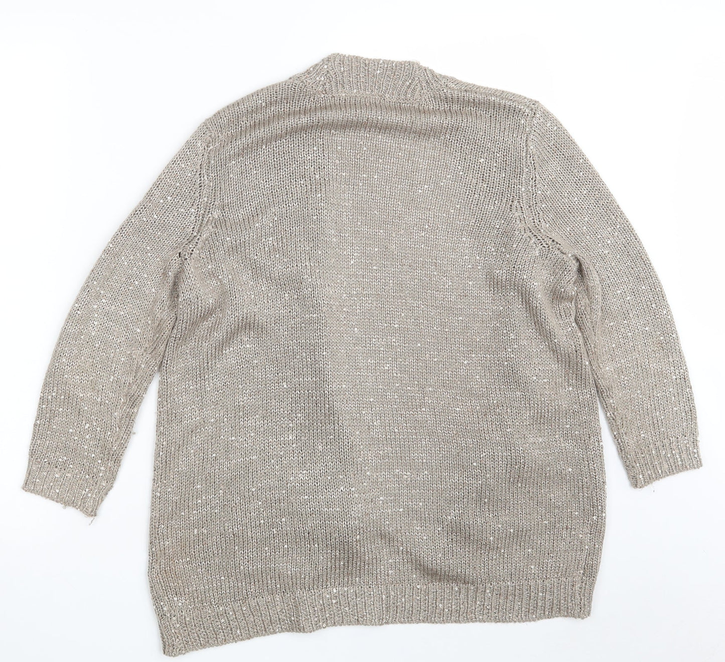 Wallis Womens Silver V-Neck  Acrylic Cardigan Jumper Size S